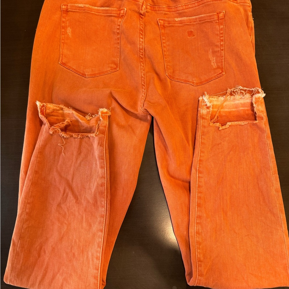 NWOT Wash Lab Orange Straight Leg Distressed Jeans